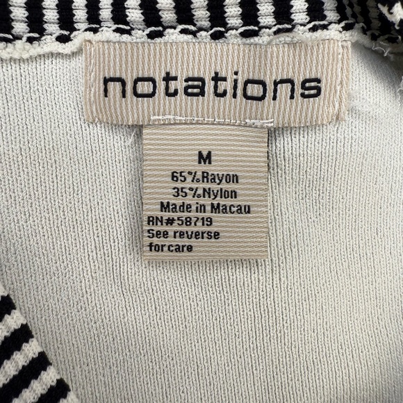 Notations Monochrome Striped Knit Top - Size Medium - Picture 6 of 7